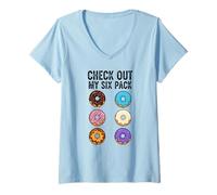 Mujer Echa un Vistazo a My Donut Six Pack Camiseta Cuello V