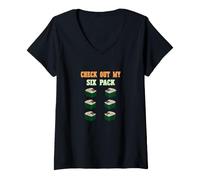 Mujer Echa un Vistazo a My Six 6 Pack Futomaki Sushi Levantamiento de Pesas Hombres Mujeres Camiseta Cuello V