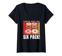 Mujer Echa un Vistazo a My Six Pack Funny Donuts, Funny Doughnut Six Pack Camiseta Cuello V