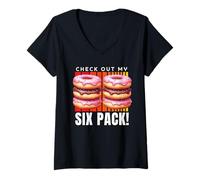 Mujer Echa un Vistazo a My Six Pack Funny Donuts, Funny Doughnut Six Pack Camiseta Cuello V