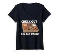 Mujer Echa un Vistazo a My Six Pack Funny Donuts, Funny Doughnut Six Pack Camiseta Cuello V