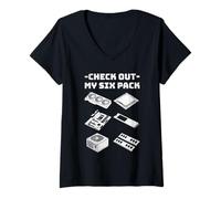Mujer Echa un Vistazo a My Six Pack - PC Parts Gamer Hardware Humor Camiseta Cuello V
