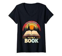 Mujer Echa un Vistazo Está en un Libro Diseño de Aventura literaria Camiseta Cuello V