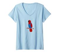 Mujer Eclectus Parrot Rojo Mujer Lindo Dibujo Camiseta Cuello V