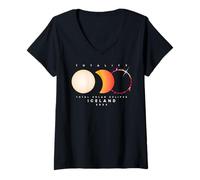 Mujer Eclipse Solar Islandia 2026 Camiseta Totalidad Camiseta Cuello V
