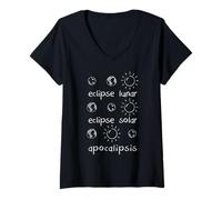 Mujer Eclipse Solar Lunar y Apocalipsis - Ciencia Divertida Camiseta Cuello V