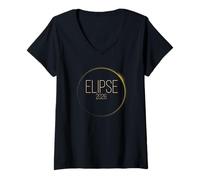 Mujer Eclipse Solar Total 2026 Totality Spain Camiseta Cuello V