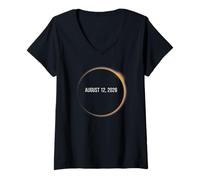 Mujer Eclipse Solar Total 2026 Totality Spain Camiseta Cuello V