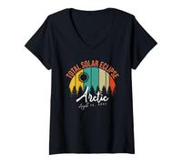 Mujer Eclipse Solar Total Arctic 2026 Agosto 12 Evento Camiseta Cuello V