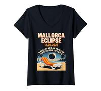 Mujer Eclipse Solar Total Mallorca España 12.08.2026 Camiseta Cuello V