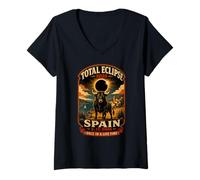 Mujer Eclipse Total 12 8 2026 España Toro Astronomía Evento Cósmico Camiseta Cuello V