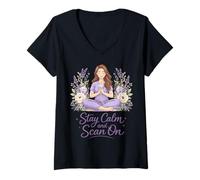 Mujer Ecografista Cottagecore, tecnología de ultrasonido Stay Calm Scan On Camiseta Cuello V