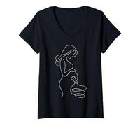 Mujer Ecografista Tecnología de ultrasonido Minimal Line Art Camiseta Cuello V
