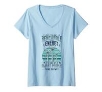 Mujer Ecologista de turbinas eólicas de energía renovable Camiseta Cuello V
