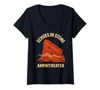 Mujer Ecos en camisa de piedra Red Rocks Colorado Sala de conciertos Noche Camiseta Cuello V