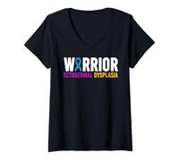 Mujer Ectodermal Dysplasia Warrior, Ectodermal Dysplasia Awareness Camiseta Cuello V