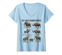 Mujer Edad de Hielo Herbívoros Mamíferos Prehistóricos Paleontología Camiseta Cuello V