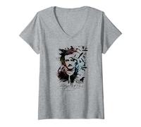 Mujer Edgar Allan Poe Camiseta Gótica Tales of Poe Gif para lectores Camiseta Cuello V