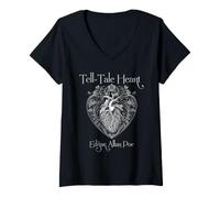 Mujer Edgar Allan PoE Tell-Tale Heart Arte anatómico gótico Camiseta Cuello V