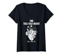 Mujer Edgar Allan PoE Tell-Tale Heart Arte de Literatura gótica Camiseta Cuello V
