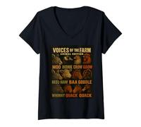 Mujer Edición Animal Voices of the Farm Vintage Novedad Regalo. Camiseta Cuello V