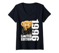 Mujer Edición Limitada 1996 Oso Cumpleaños 1996 Vintage 1996 Camiseta Cuello V