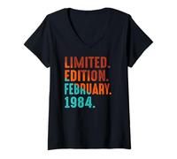 Mujer Edición Limitada Cumpleaños Febrero 1984 Camiseta Cuello V