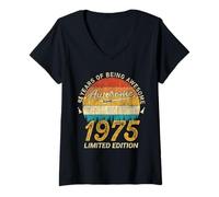 Mujer Edición Limitada de 51 años 1975 - Impresionante cumpleaños número 51 Camiseta Cuello V