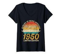 Mujer Edición Limitada de 76 años 1950 - Impresionante cumpleaños número 76 Camiseta Cuello V