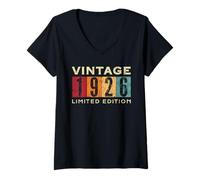 Mujer Edición Limitada de cumpleaños Retro de 100 años Vintage de 1926 Camiseta Cuello V