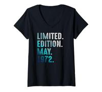 Mujer Edición Limitada Mayo 1972 Retro Vintage 1972 Camiseta Cuello V