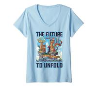 Mujer Edificios Futuristas - El Futuro Espera Diseño Futurista Camiseta Cuello V