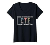Mujer Educación Profesional y técnica Los Maestros más geniales de CTE Camiseta Cuello V