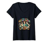 Mujer Educador de Historia Retro, diseño académico Vintage Camiseta Cuello V