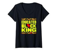 Mujer Educated Black King African Pride Empowerment Graphic Camiseta Cuello V