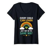 Mujer Education Every Child Can Learn Just Not In The Same Way Camiseta Cuello V