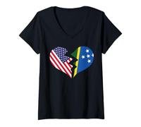 Mujer EEUU e Islas SALOMÓN Corazón Roto Amor Internacional Camiseta Cuello V
