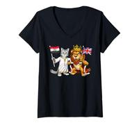 Mujer Egipto Bandera del Reino Unido Herencia Egipcio-británica Camiseta Cuello V