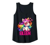 Mujer Eileen - Unicornio Colorido con Nombre Personalizado para Mujeres Camiseta sin Mangas