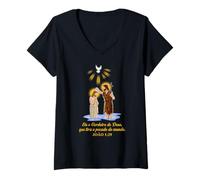 Mujer EIS o Cordeiro de Deus Joao 1:29. Versión Portuguesa Camiseta Cuello V