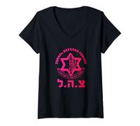 Mujer Ejército de Defensa de Israel de las FDI - Zahal Hebreo Zava Sionista Judío Camiseta Cuello V