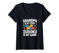 Mujer El abuelo es mi nombre Sudoku es mi juego Camiseta Cuello V