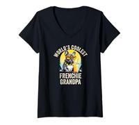Mujer El Abuelo francés más Genial del Mundo Bulldog francés Granddog Camiseta Cuello V