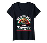 Mujer El Abuelo Más Chingón Funny Matching Family Couples Camiseta Cuello V