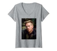 Mujer El Actor de Calor Val Kilmer Top Gun de Michael Grecco Camiseta Cuello V