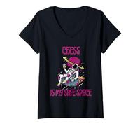 Mujer El ajedrez es mi espacio seguro, astronauta Camiseta Cuello V