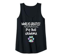 Mujer El Amor con Estampado de Pata de Perro Lindo de la Abuela de Pitbull del Mundo Camiseta sin Mangas