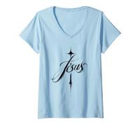 Mujer El Amor de Jesucristo Fe Cristiana Atemporal Camiseta Cuello V