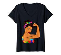 Mujer El Amor de la Madre Autista apoya la Esperanza e inspira a los jóvenes autistas Camiseta Cuello V