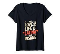 Mujer El amor de tu vida es latina y un diseño loco Camiseta Cuello V